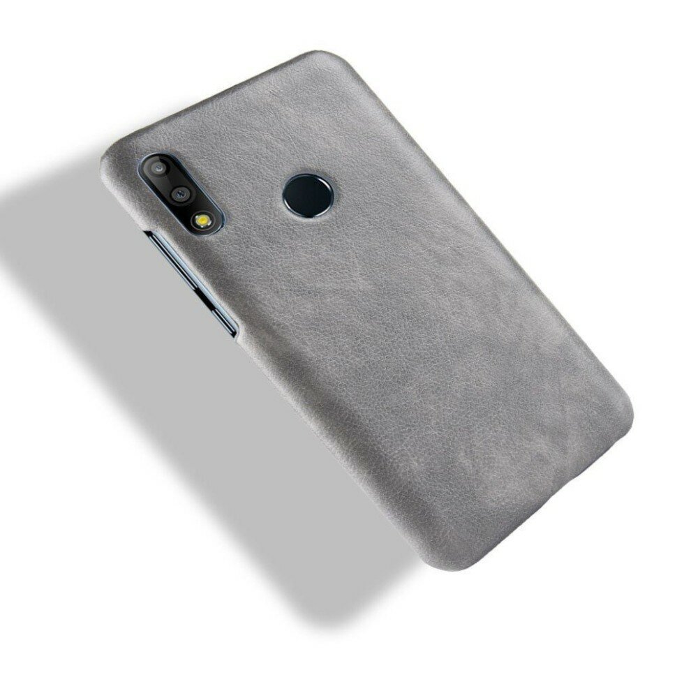 Кожаная накладка-чехол Litchi Texture для Asus Zenfone Max Pro (M2) ZB631KL (серый)
