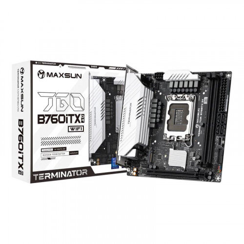 Материнская плата mini-ITX MAXSUN (LGA1700, B760, 2*DDR4 (5333), 4*SATA 6G RAID, 2*M.2, PCIE, 2.5Glan, WiFi, BT, HDMI, DP, - фото №1