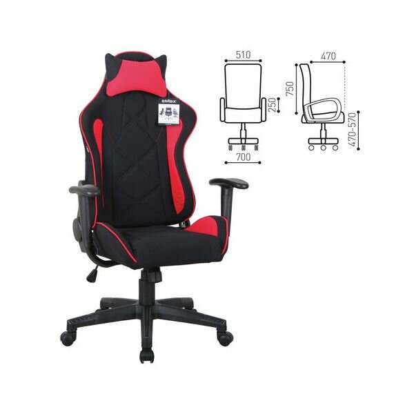 Компьютерное кресло Brabix "GT Racer GM-101" черный/красный