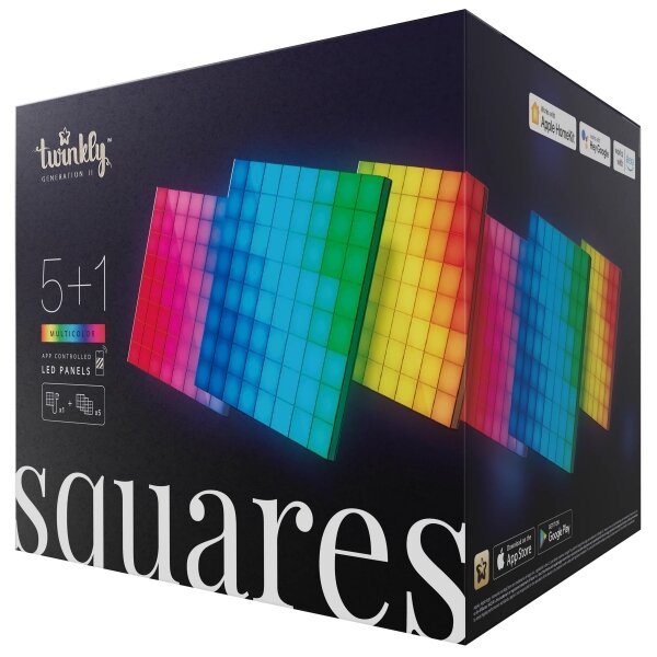 Светодиодные панели Twinkly Squares комбинированная упаковка 5+1 - многоцветные