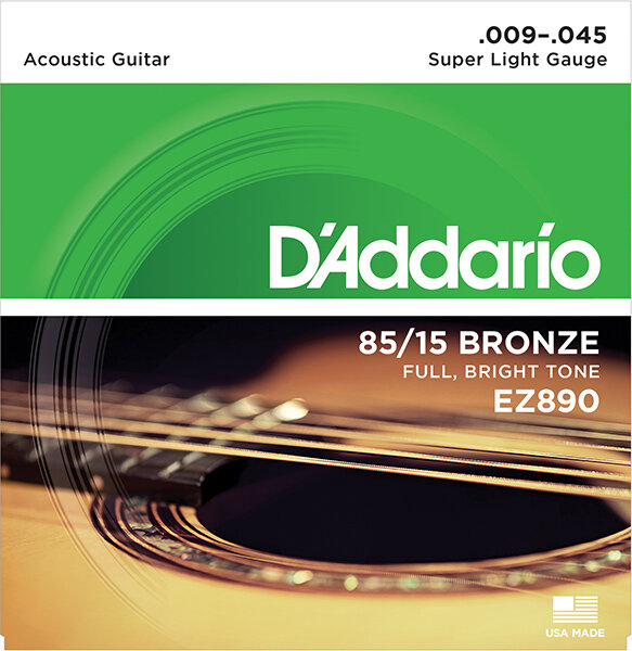 EZ890 AMERICAN BRONZE 85/15 Струны для акустической гитары Super Light 9-45 D`Addario