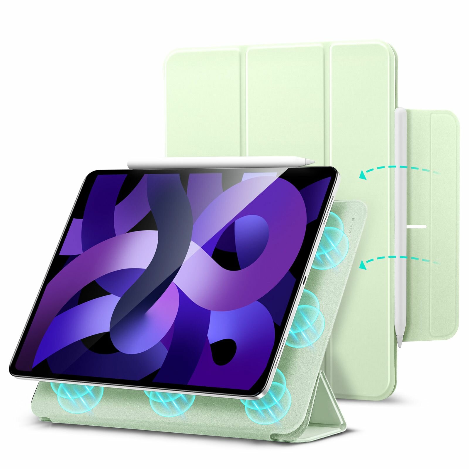 Чехол книжка ESR Rebound Magnetic Case с застежкой для Apple iPad Air 4 (2020) Air 5 (2022) и iPad Pro 11" (2018) мятный