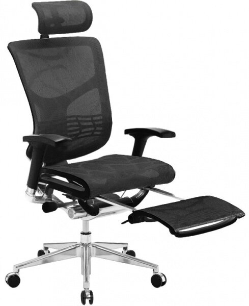 Эргономичное компьютерное кресло Falto Expert Star RST-01 (Южная Корея) подножка, подголовник, регулировка высоты газлифт / анатомическое кресло для дома и офиса / сетка: черная каркас: черный чёрный