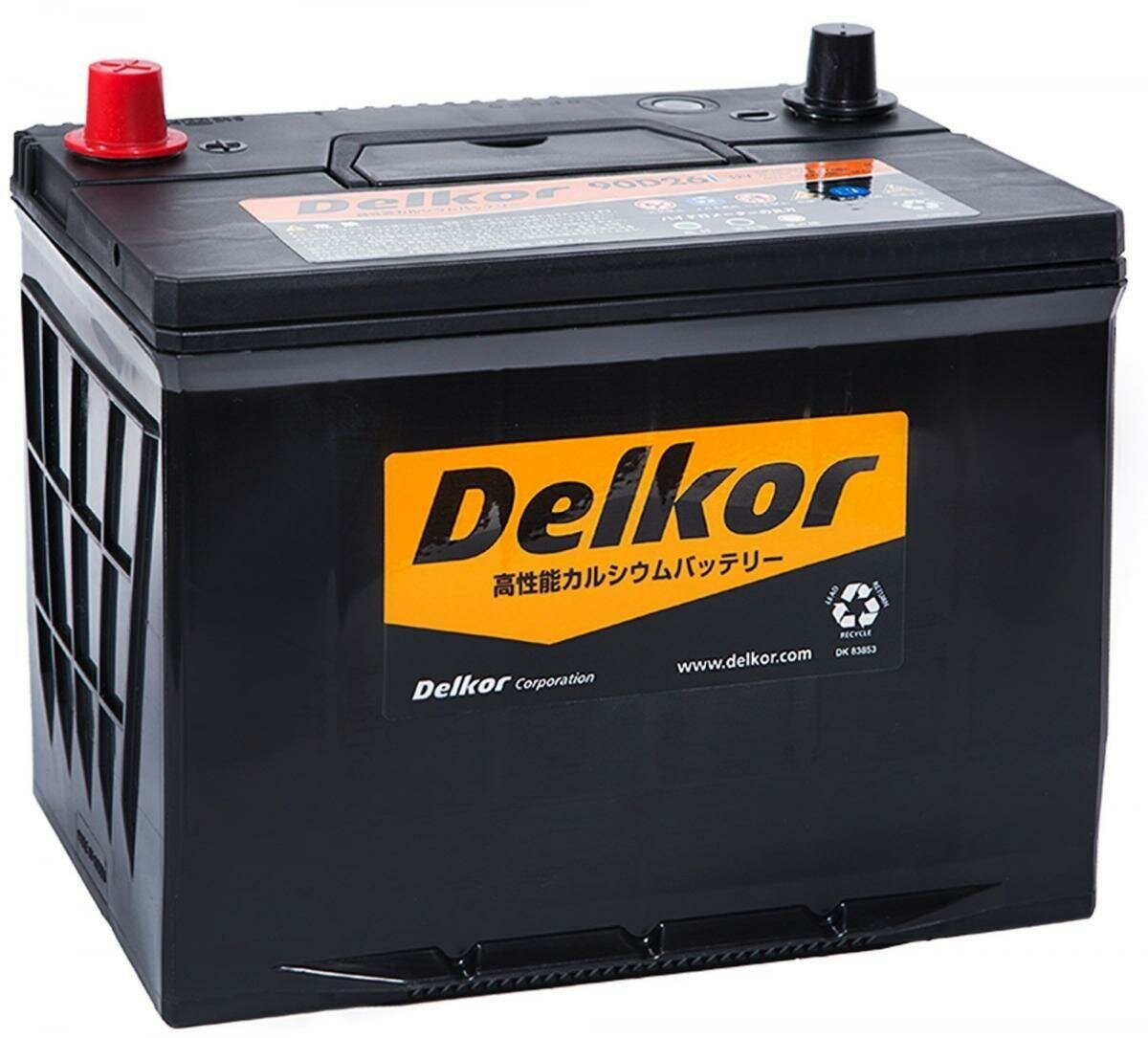 Аккумулятор Delkor 90Ач обратная полярность 110D26L