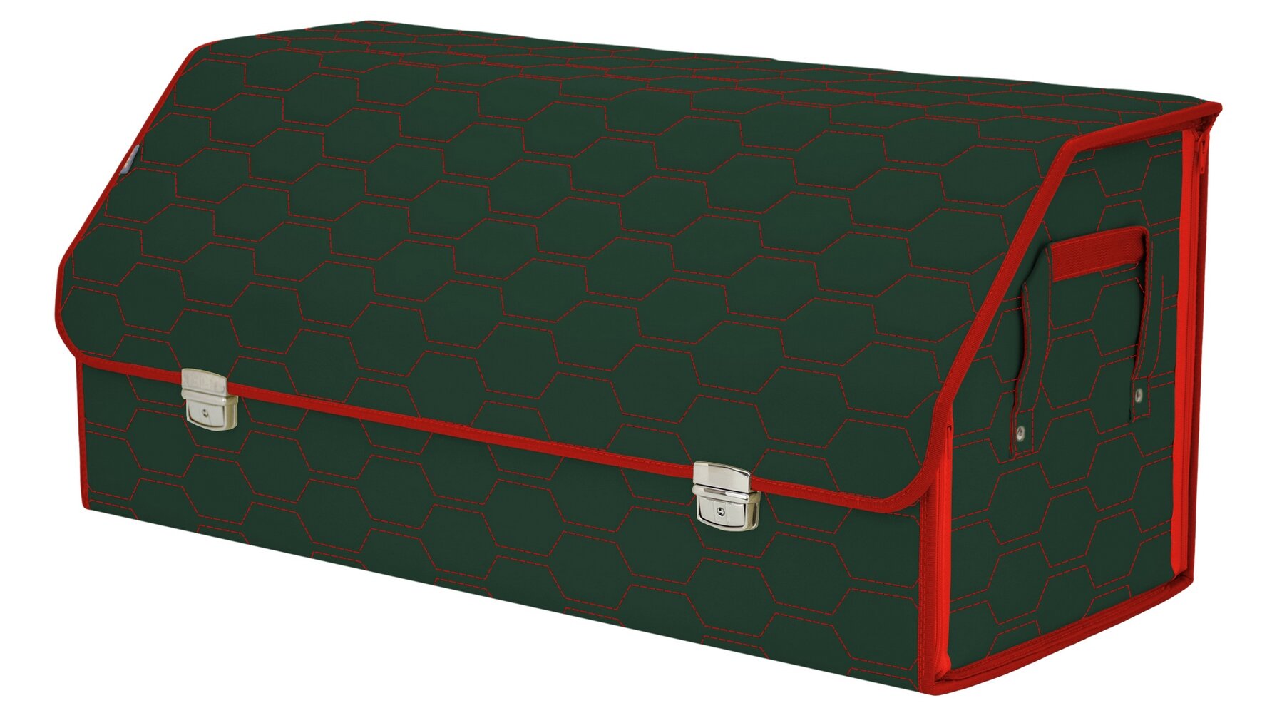 Органайзер-саквояж в багажник "Союз Премиум" (размер XXL). Цвет: зеленый с красной прострочкой Соты.