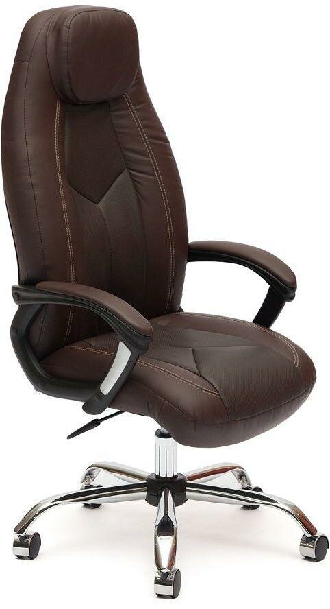 Кресло TetChair Boss хром коричневый/коричневый перфорированный