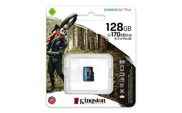 Карта памяти microSDXC Kingston 128Gb Canvas Go! Plus U3 A2 V30 170/70MB/s SDCG3/128GBSP, 1шт.