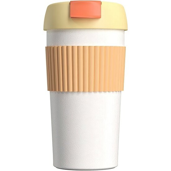 Термостакан-непроливайка KISSKISSFISH Xiaomi Rainbow Vacuum Coffee Tumbler, S-U45C-193, (желтый, оранжевый, белый), 490 мл