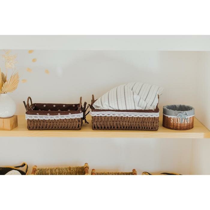 Корзина плетёная Доляна «Маргаритки», 31×22×10 см, цвет коричневый - фотография № 5
