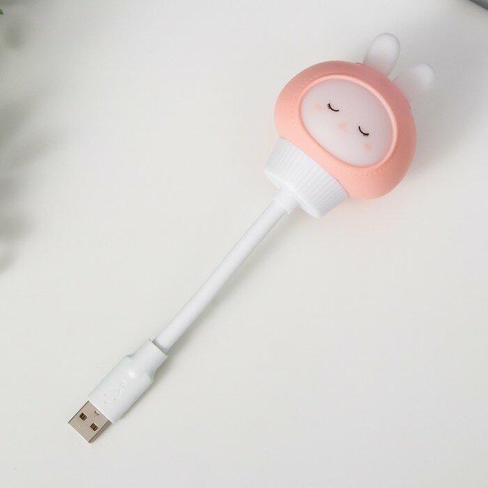 Ночник Зайчик LED USB бело-розовый 6,8х6х19 см - фотография № 2