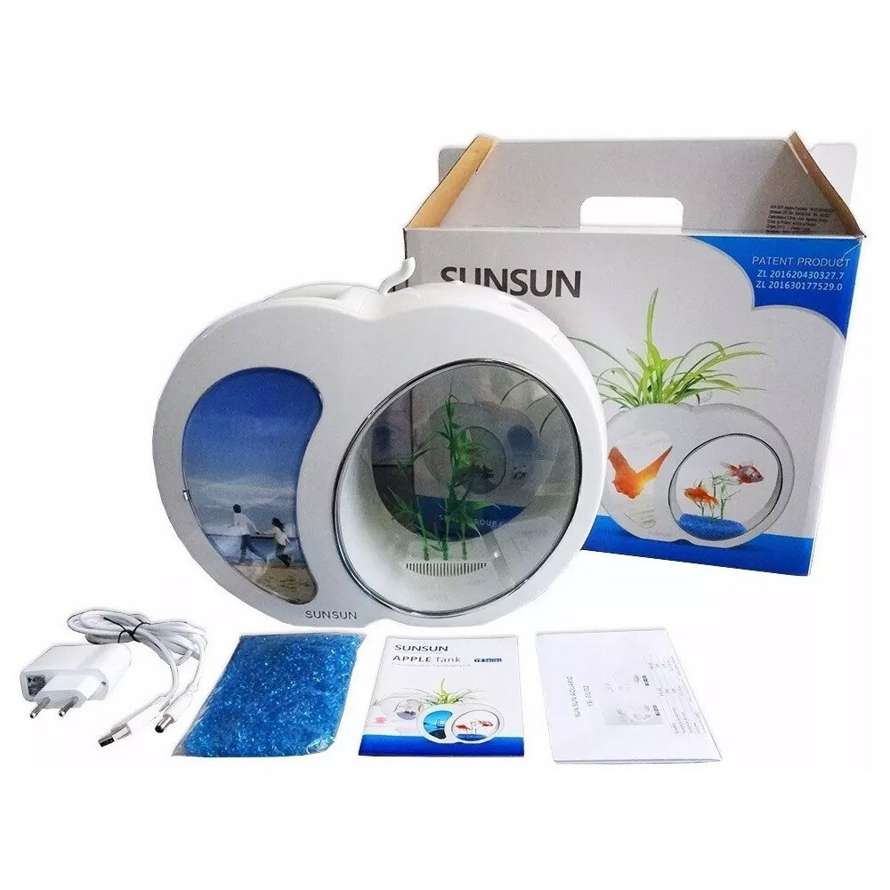 аквариум комплект "sunsun" YB-01 белый, 3 литра - фотография № 4