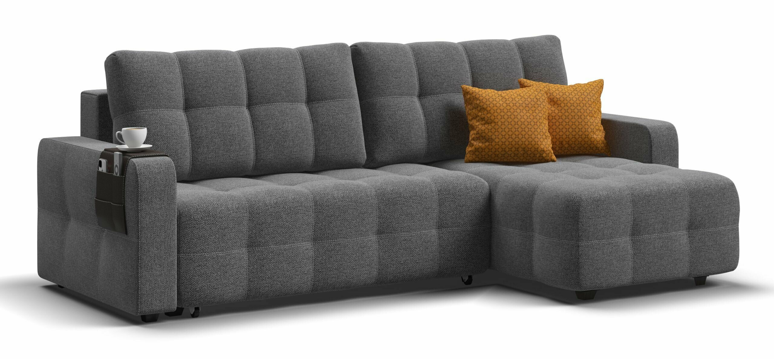 Угловой диван Много мебели Dandy Euro рогожка Malmo серый - фотография № 1