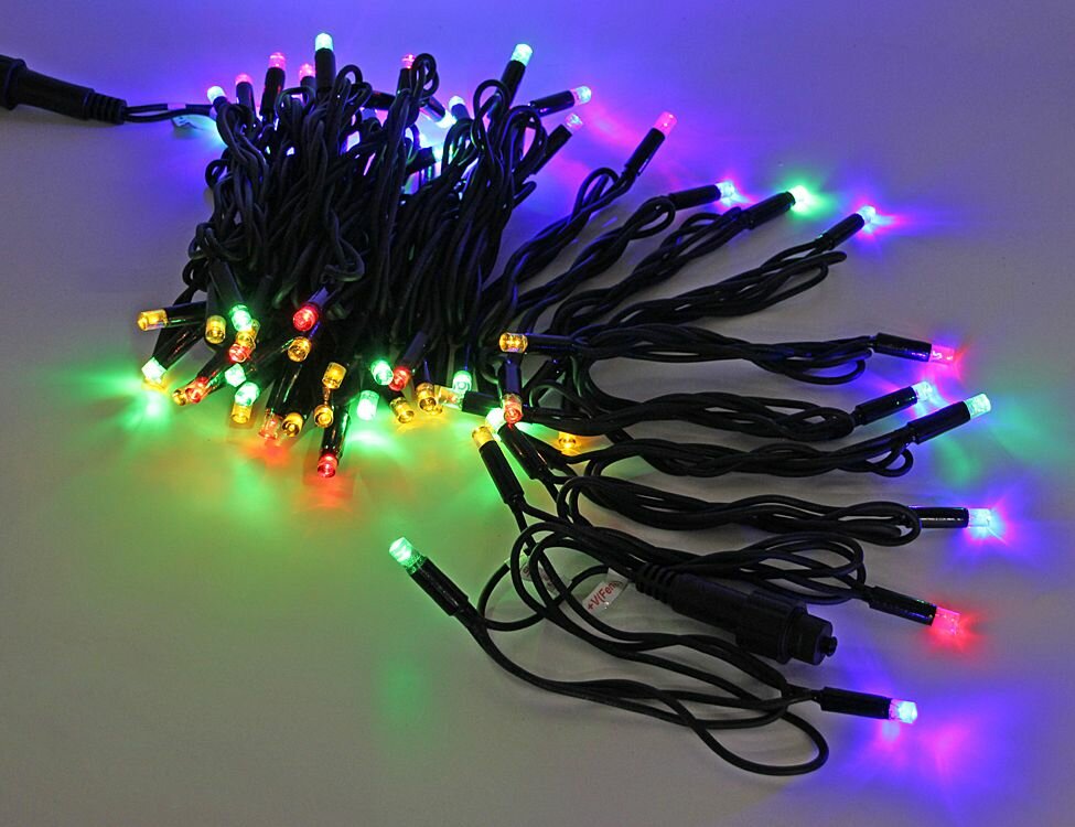 Уличная гирлянда 24V Laitcom Legoled 72 разноцветных LED лампы, 10 м, черный каучук, соединяемая, IP54, BEAUTY LED LL75-1-1M