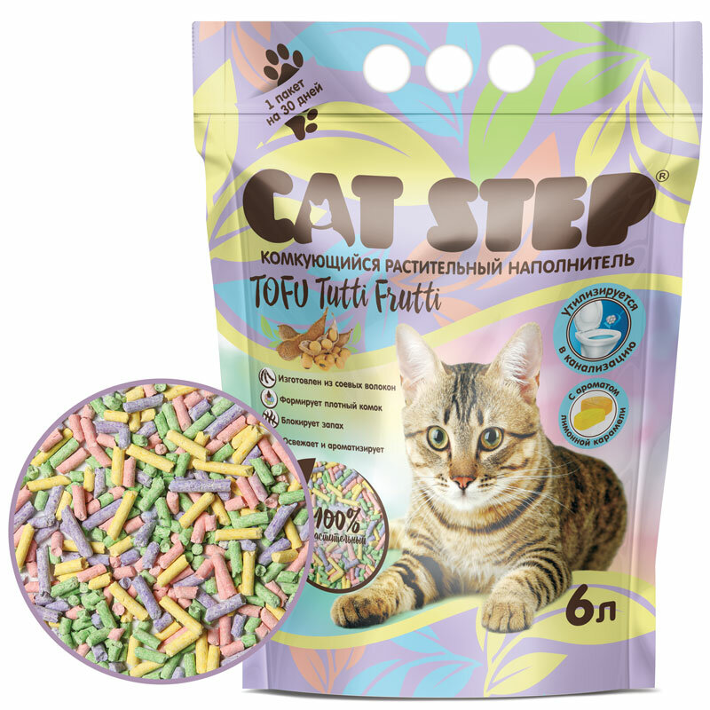 Cat Step Наполнитель растительный комкующийся TofuTutti Frutti, 6л