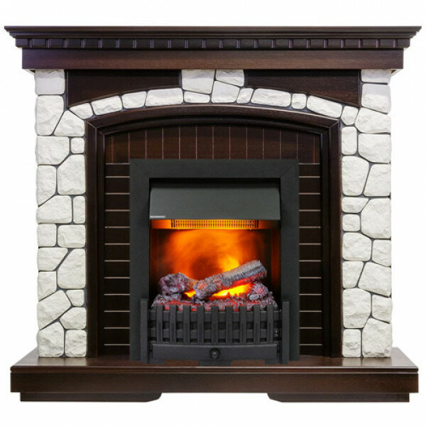 Электрокамин Dimplex Glasgow с очагом Danville Black камень белый/темный дуб