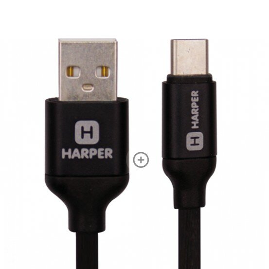 Harper Силиконовый Кабель для зарядки и синхронизации USB - USB type-C , SCH-730 black 1м, способны заряжать устройства до 2х ампер