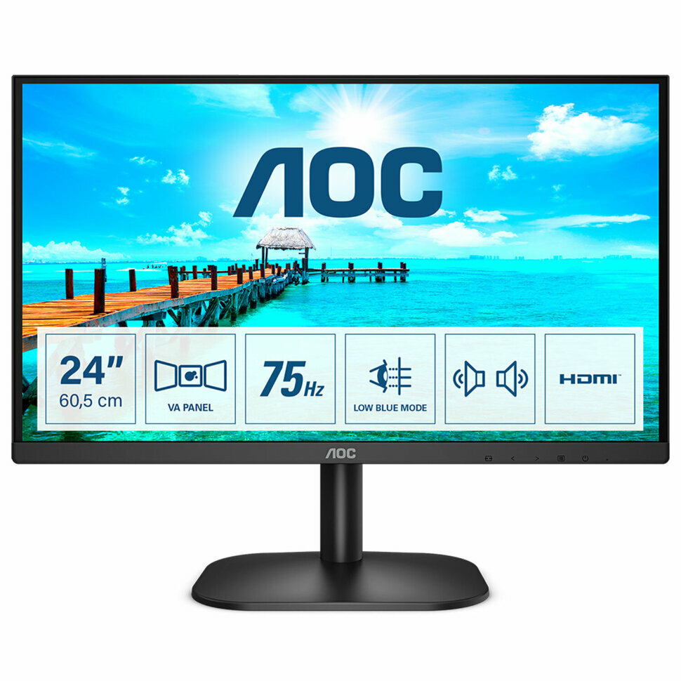 Монитор AOC 24B2XDAM 23.8" (60 см)/1920x1080/16:9/VA/4ms/250cd/HDMI/VGA/черный 354941