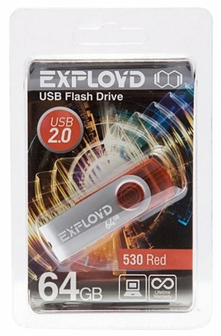 Флешка EXPLOYD 530 64GB Red