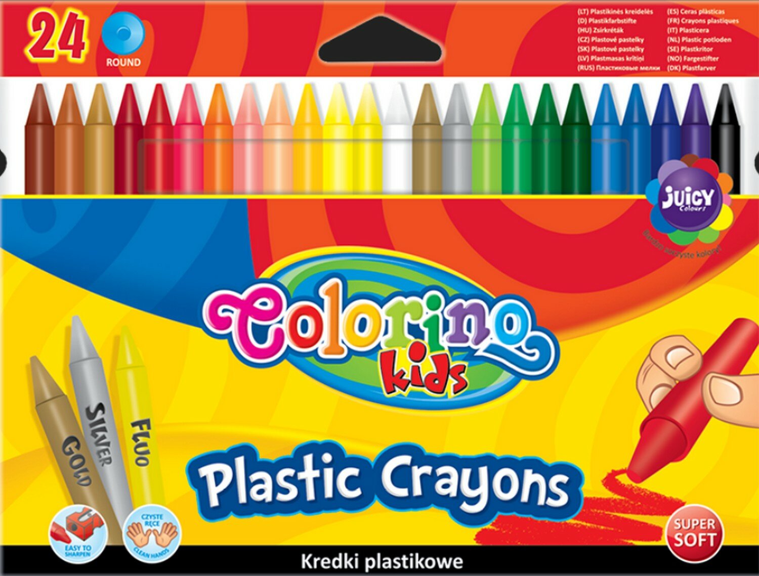 Восковые мелки "Чистые ручки" стираются ластиком 24 цвета Colorino CL67348PTR