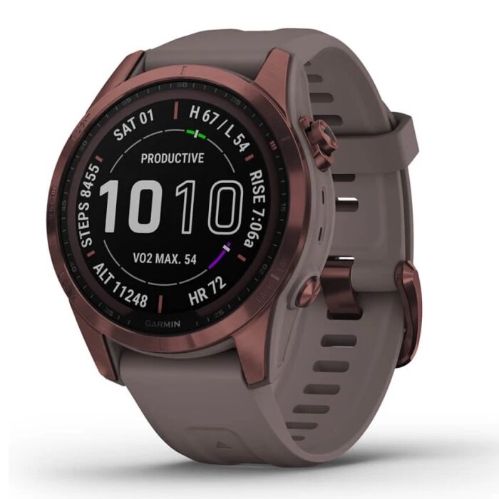 Умные часы Garmin fenix 7S – Sapphire Solar Edition Dark Bronze Titanium with Shale Grey Band (010-02539-29)