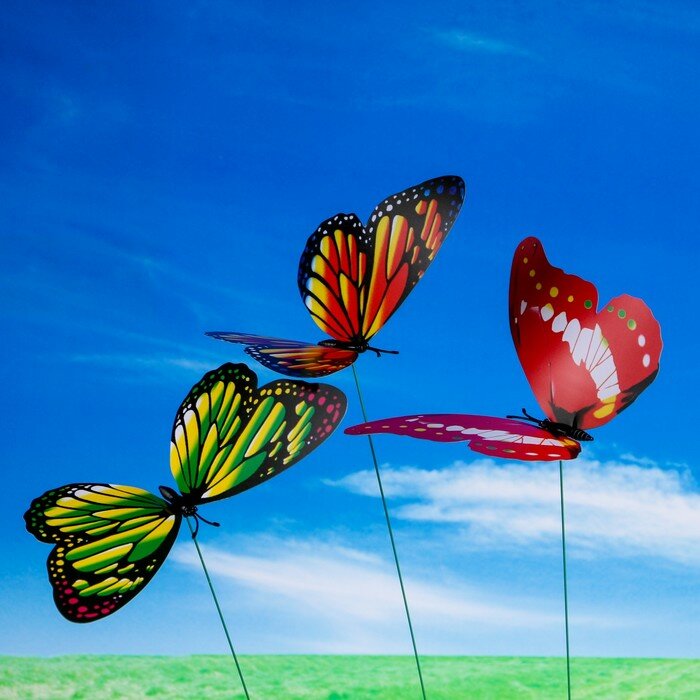 Штекер садовый "Бабочка" 21х22см, 42 см, микс - фотография № 3