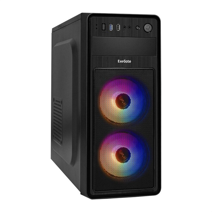 Корпус Miditower ExeGate EVO-5017 черный, с RGB подсветкой