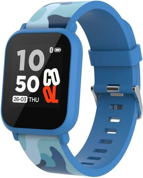 kids smart watch, 1.3 inches IPS full touch screen, blue plastic body, IP68 waterproof, BT5.0, multi-sport mode, built-in kids game, compatibility wit