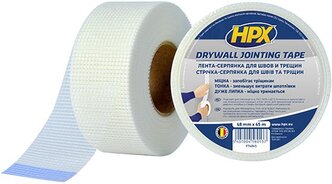 Лента-серпянка армирующая для швов HPX FT4845 Drywall Jointing Tape, белая, 48 мм х 45 м