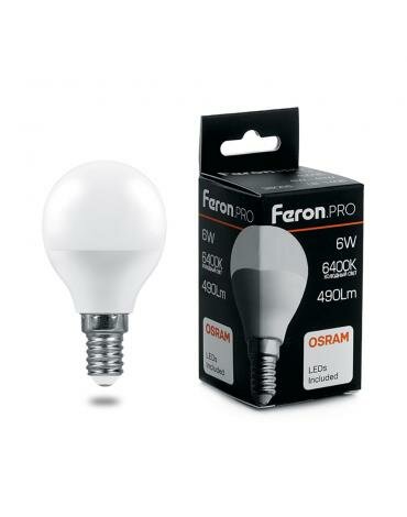 Feron LB-1406 Лампа светодиодная Шарик E14 6W 6400K 38067