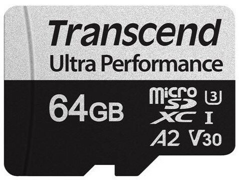 Карта памяти Transcend 64GB UHS-I U3 microSD w/ adapter A2 Ultra Performance TS64GUSD340S