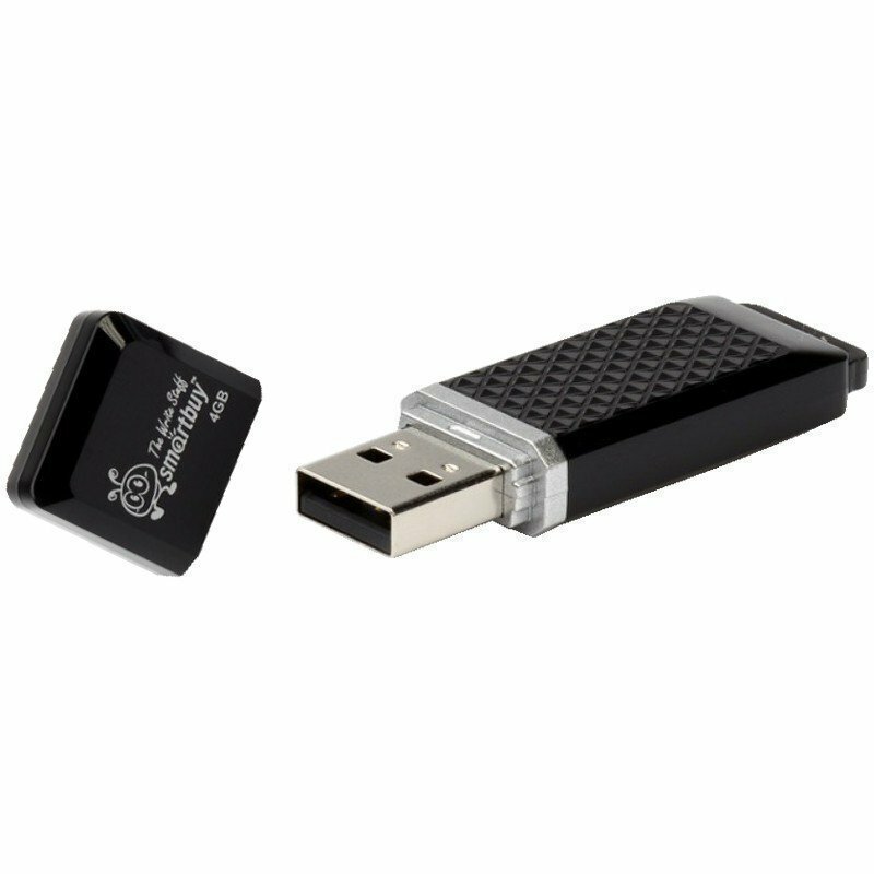 Память Smart Buy "Quartz" 4GB, USB 2.0 Flash Drive, черный SB4GBQZ-K