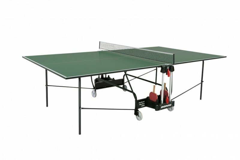 Теннисный стол Donic Indoor Roller 400 230284-G (Германия) зеленый 274х153 см толщина 19 мм складной, с сеткой / для любительской игры / для помещений / для настольного тенниса / для пинг-понга