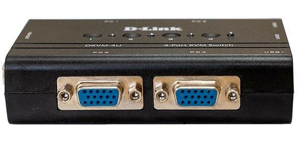 DKVM-4U/C2A 4-port KVM Switch with VGA and USB ports. Control 4 computers from a single keyboard monitor mouse Supports video resolutions up to 204