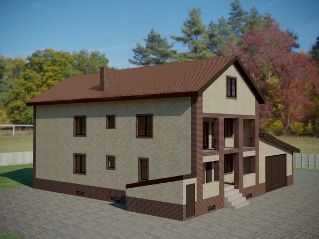 Проект жилого дома SD-proekt 22-0050 (44527 м2 2021*1933 м керамический блок 380 мм облицовочный кирпич)