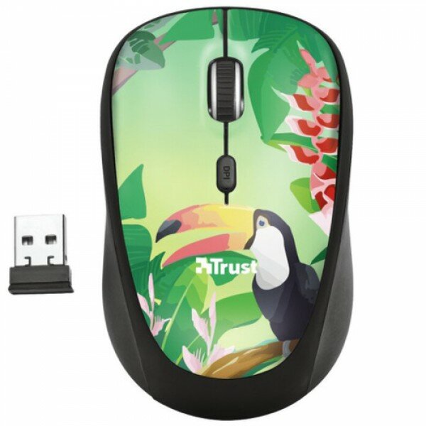 Мышь Trust Wireless Mouse Yvi, USB, 800-1600dpi, Black, подходит под обе руки (18519)