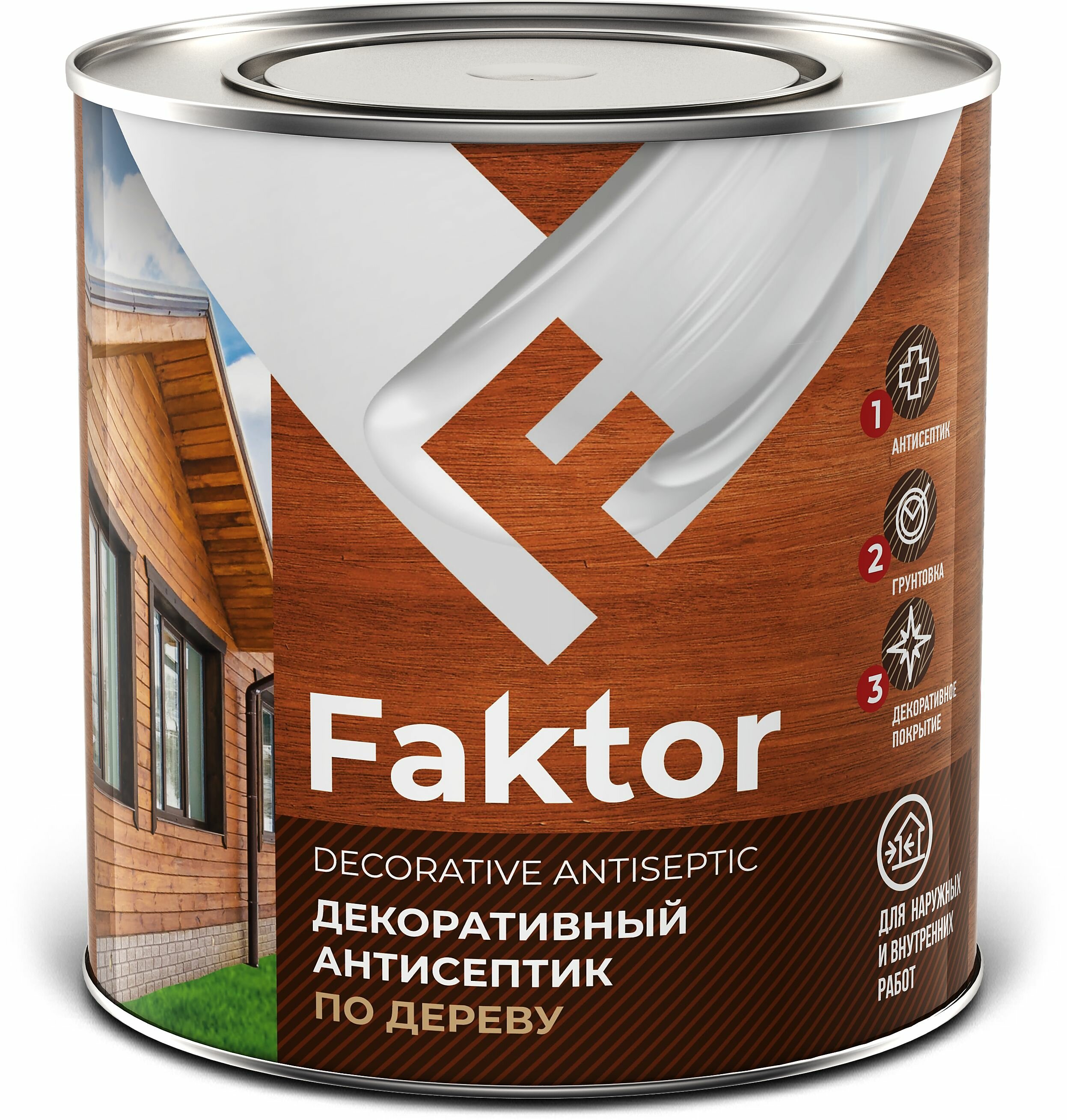 Антисептик FAKTOR для защиты и тонирования древесины 3в1 орех 21 кг
