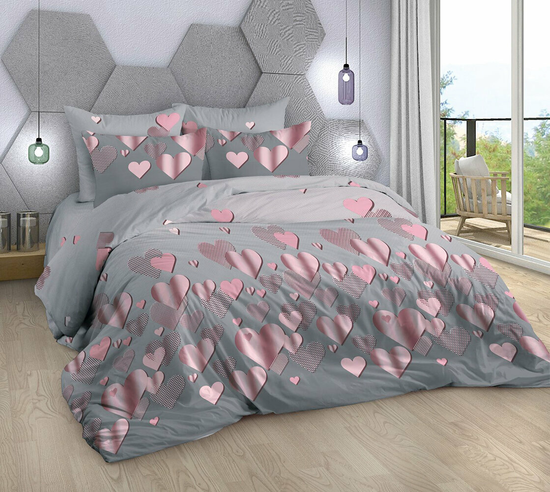 фото Постельное белье Mercury Home Сердечки 26 Евро макси Бязь 2 наволочки 70x70