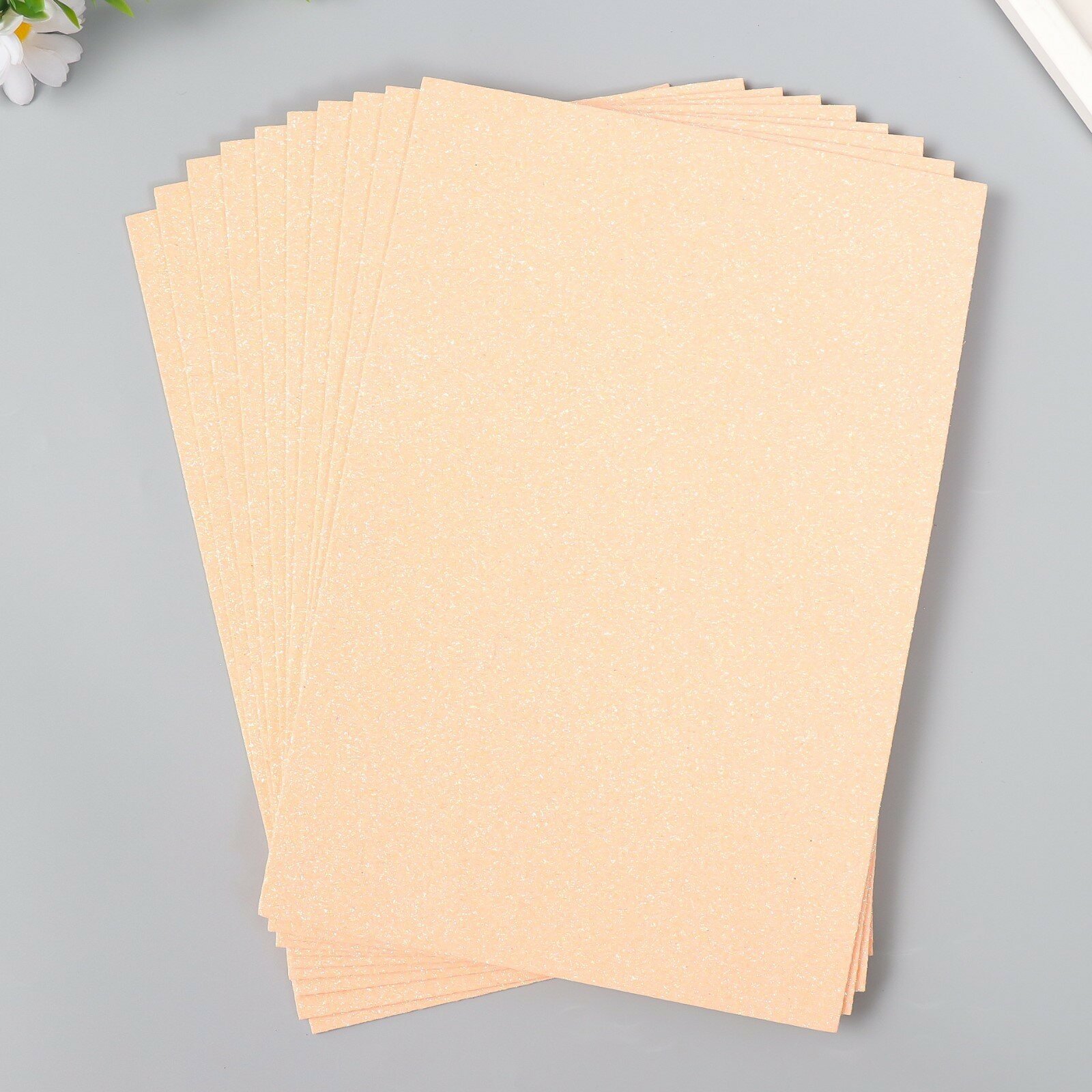 фото Фоамиран глиттерный 2 мм 20х30 см, персиковый 10шт.