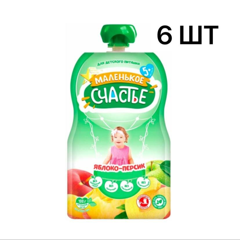 Пюре маленькое счастье яблоко персик 6шт