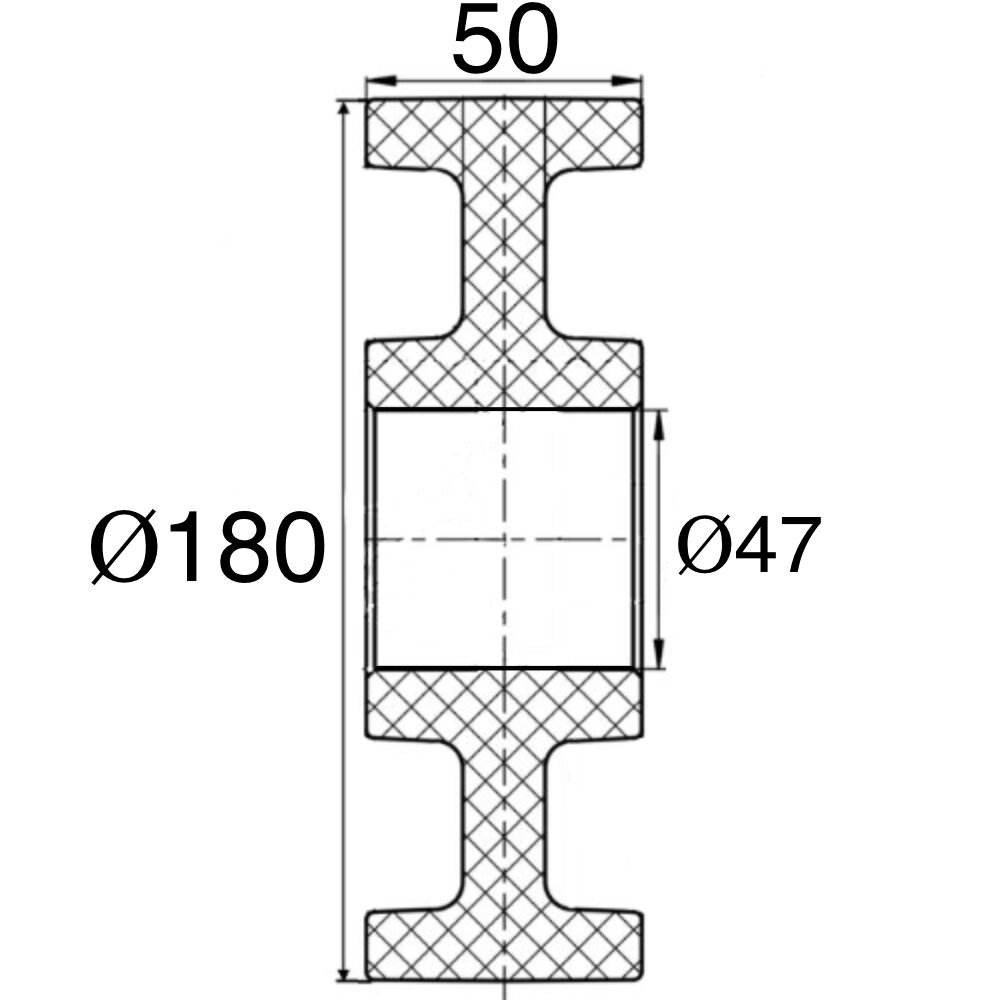 Колесо Ø180х50 мм. с подшипниками 6303 2RS (Ø17), полиамидное/нейлоновое, для рохли - фотография № 2