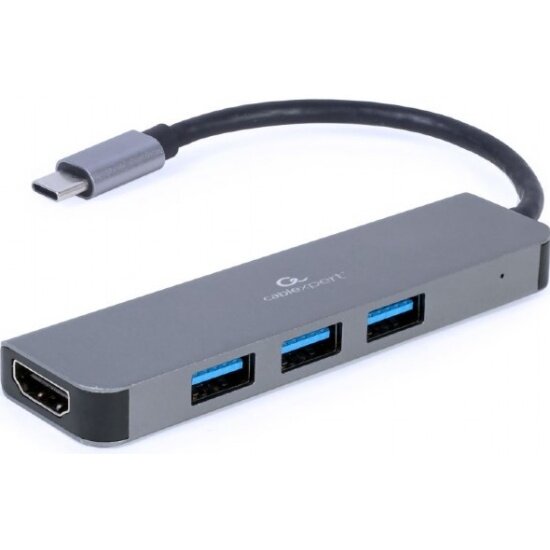 Комбо-адаптер интерфейсов Cablexpert A-CM-COMBO2-01, USB-C (вилка) 2-в-1 (хаб + HDMI)