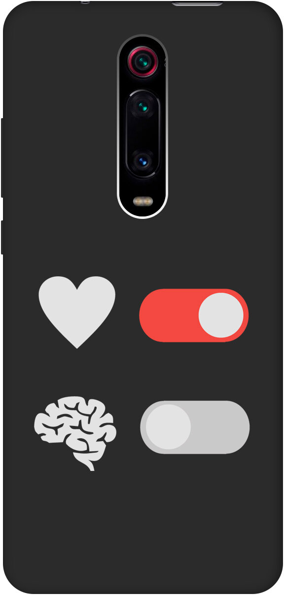 Матовый Soft Touch силиконовый чехол на Xiaomi Mi 9T / Mi 9T Pro / K20 / K20 Pro / Сяоми Ми 9Т / Ми 9Т Про с 3D принтом "Brain Off W" черный