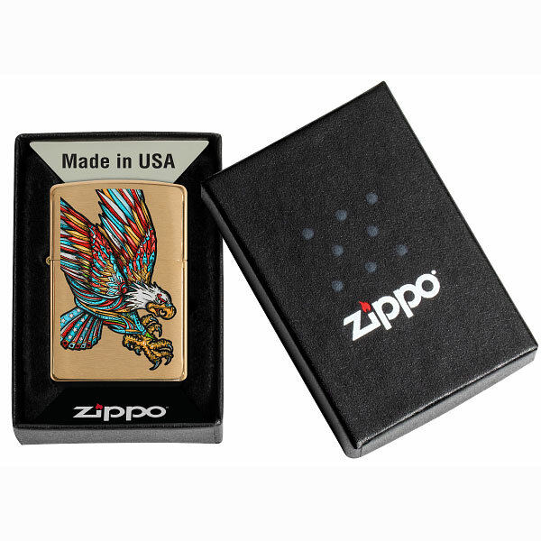 Зажигалка Zippo Classic Tattoo Eagle Brushed Brass 49667 - фотография № 6
