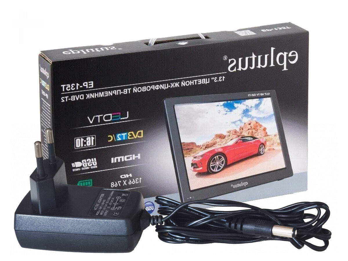 Телевизор с цифровым тюнером DVB-T2/C 13.3 Эплутус Модель: EP-135T (G78580LET) / HDMI / HD / USB. Цифровой портативный телевизор