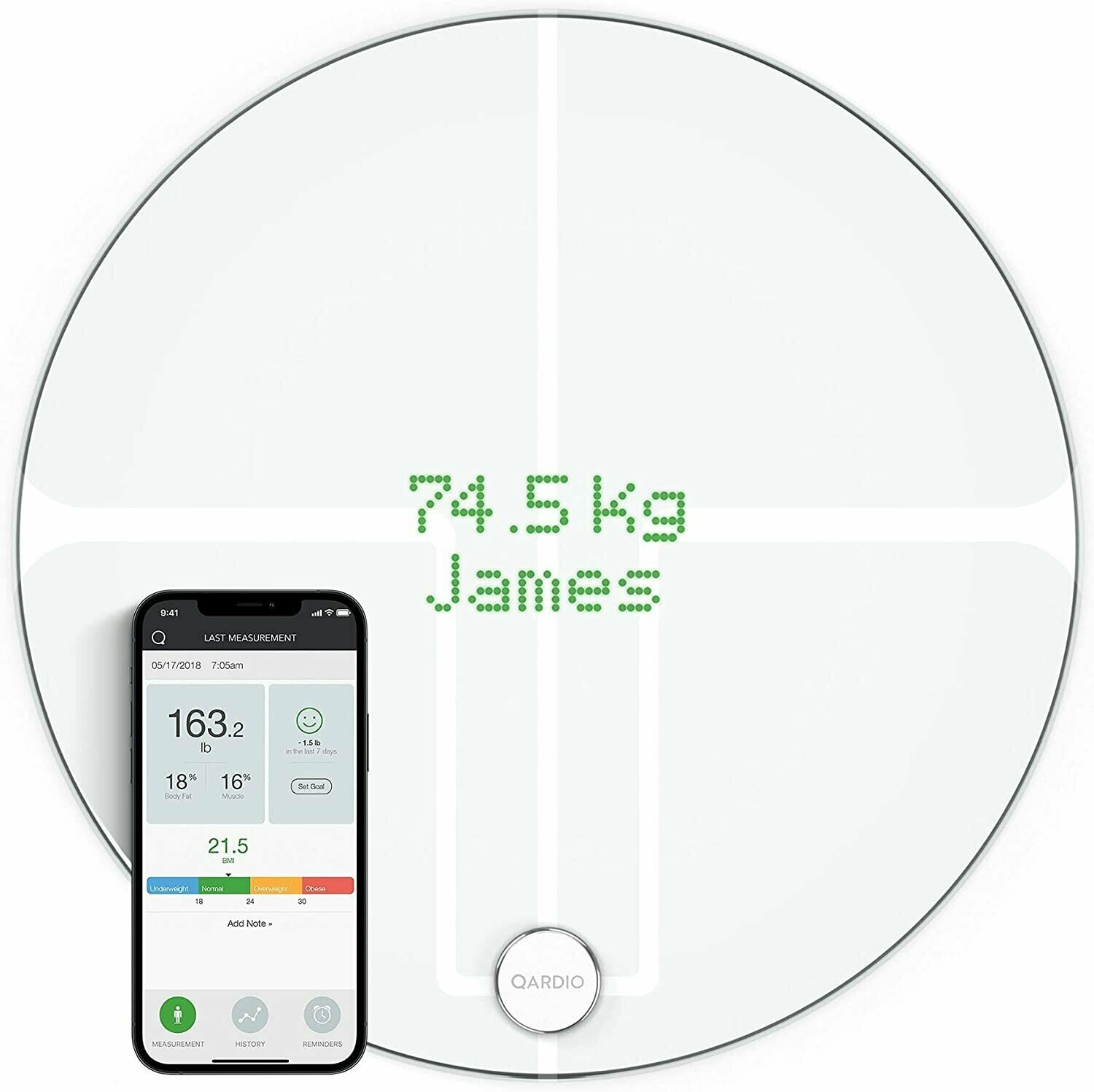 Умные весы и анализатор тела QardioBase2 WiFi: отслеживайте вес, ИМТ и состав тела, легко сохраняйте, отслеживайте и обменивайтесь данными. Бесплатное приложение для iOS, Android, Kindle. - фотография № 2