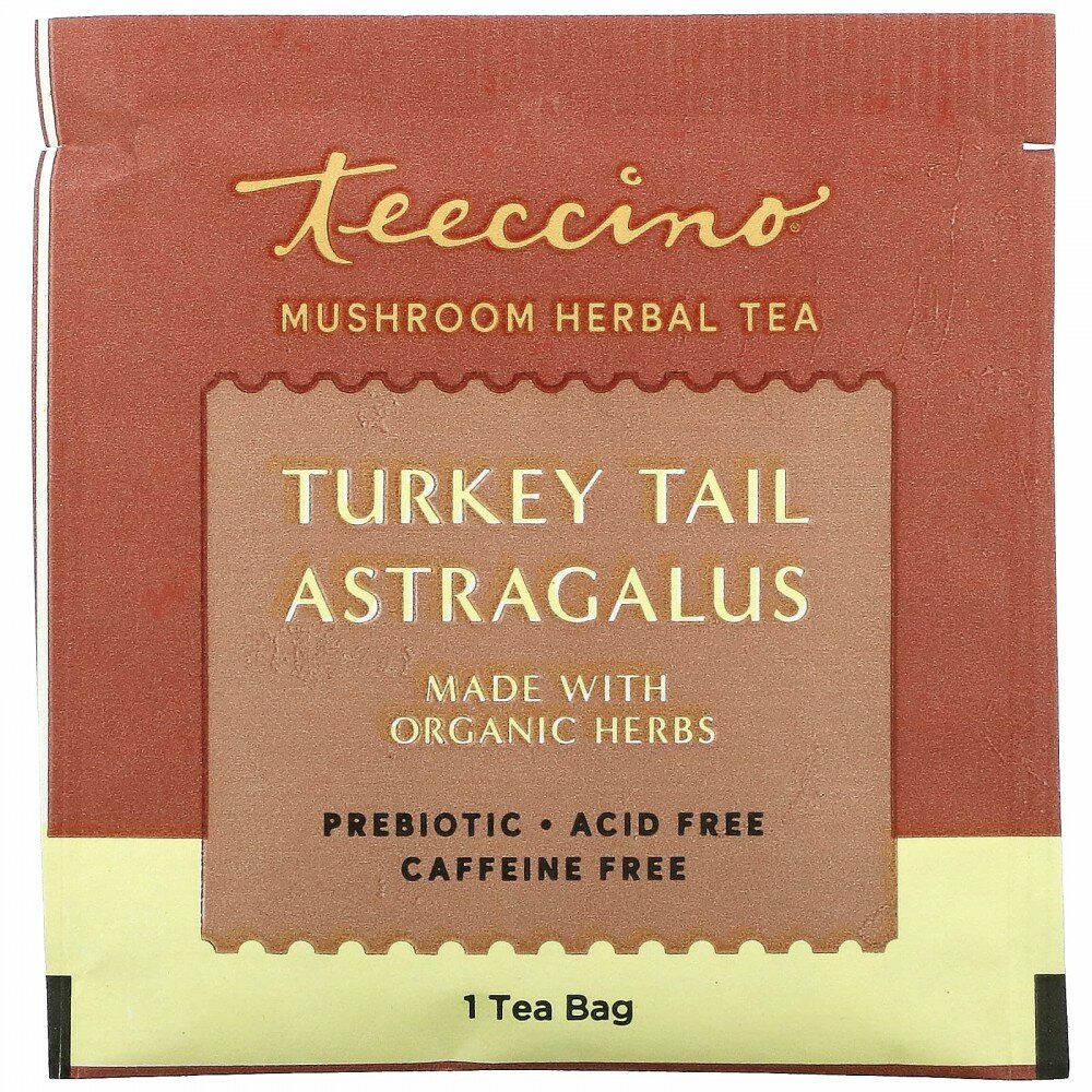 Teeccino, Травяной чай с грибами, индейка и астрагал, без кофеина, 10 чайных пакетиков, 60 г (2,12 унции) - фотография № 3