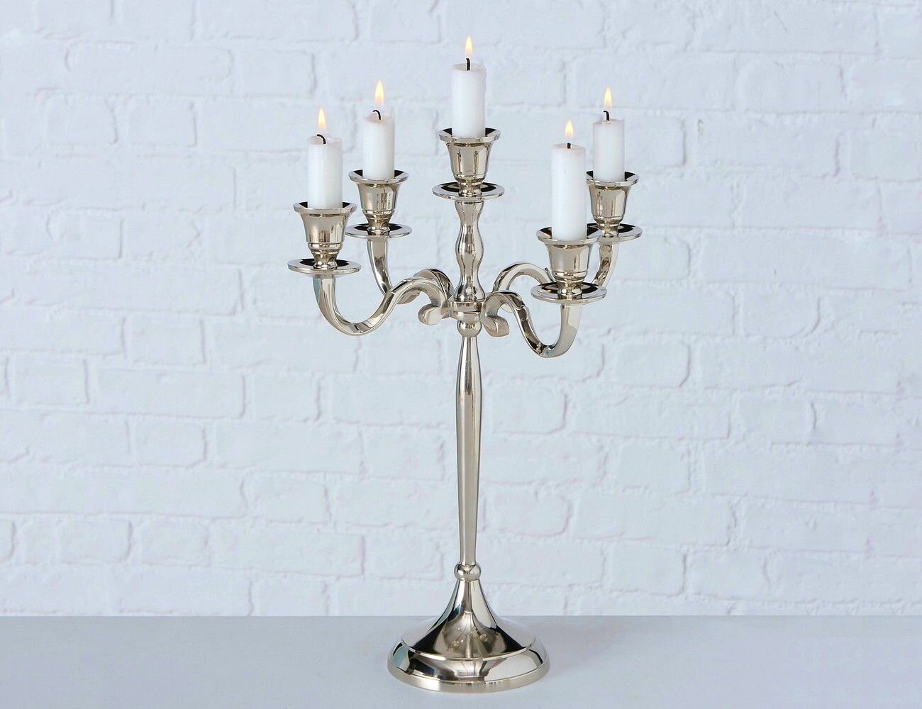 Канделябр витторио под 5 свечей, алюминий, серебряный, 38 см, Boltze - фотография № 2