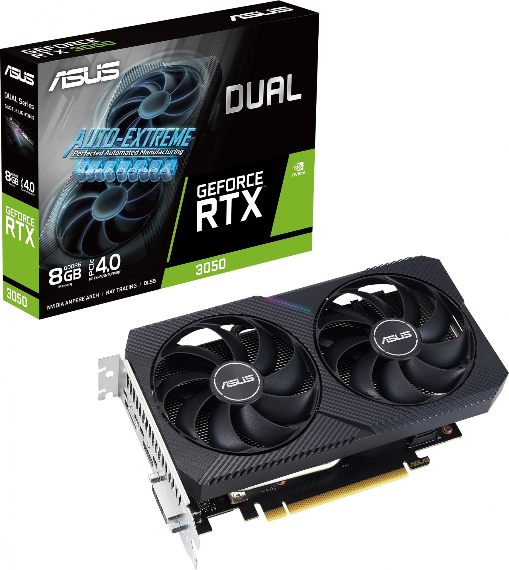 Видеокарта Asus PCI-E 4.0 DUAL-RTX3050-8G-V2 NVIDIA GeForce RTX 3050 8Gb 128bit GDDR6 1777/14000 DVIx1 HDMIx1 DPx1 HDCP Ret