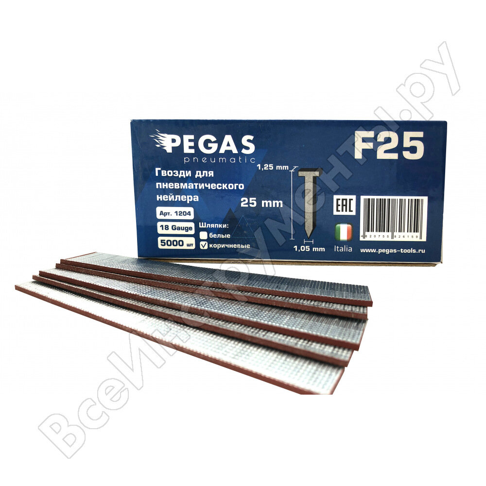 фото Гвозди Pegas pneumatic f25 1.05х1.25 мм 25 мм (5000 шт.) 1204