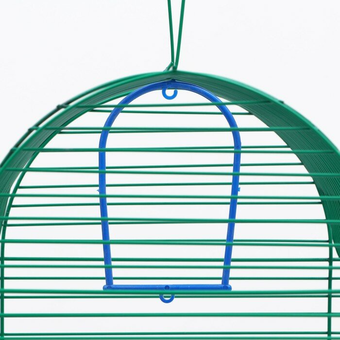 Клетка для птиц (с наполнением), 35 х 28 х 52 см, синий - фотография № 7